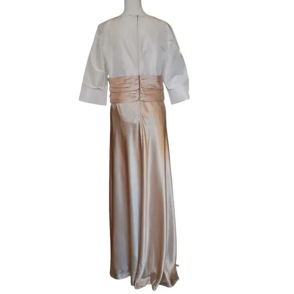 Calvin Klein white and beige 100% silk gown size 8 - Picture 4 of 9